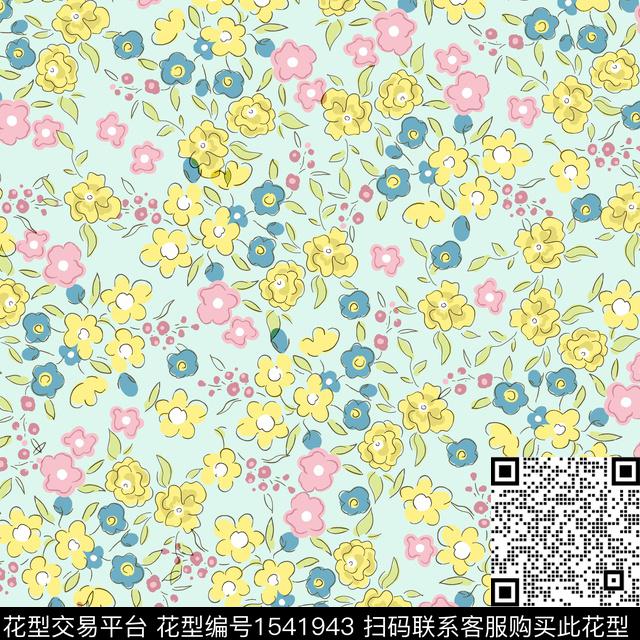 小清新小碎花花卉数码印花华亿平台下载（图片编号: 1541943） - 瓦栏（Walan）