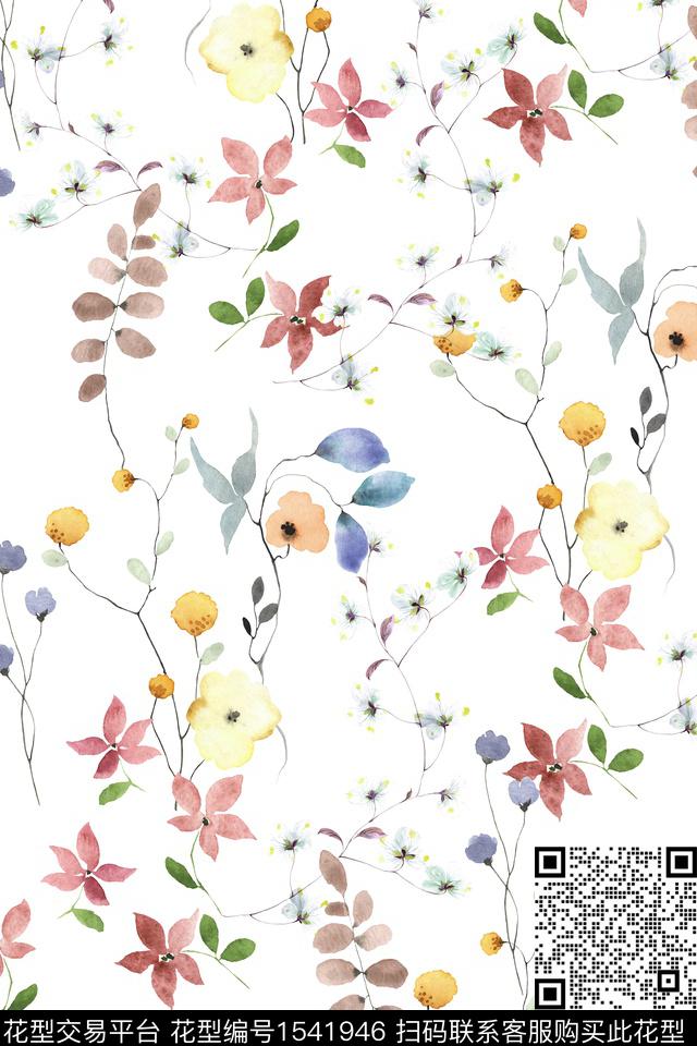 小清新小碎花花卉数码印花华亿平台下载（图片编号: 1541946） - 瓦栏（Walan）