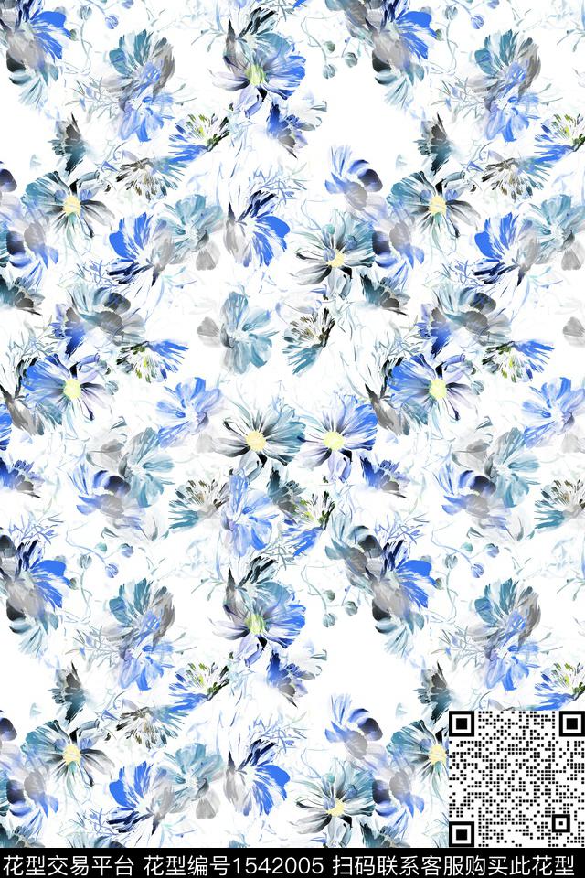 满版散花小碎花花卉数码印花华亿平台下载（图片编号: 1542005） - 瓦栏（Walan）