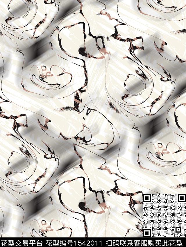 线条抽象创意数码印花华亿平台下载（图片编号: 1542011） - 瓦栏（Walan）