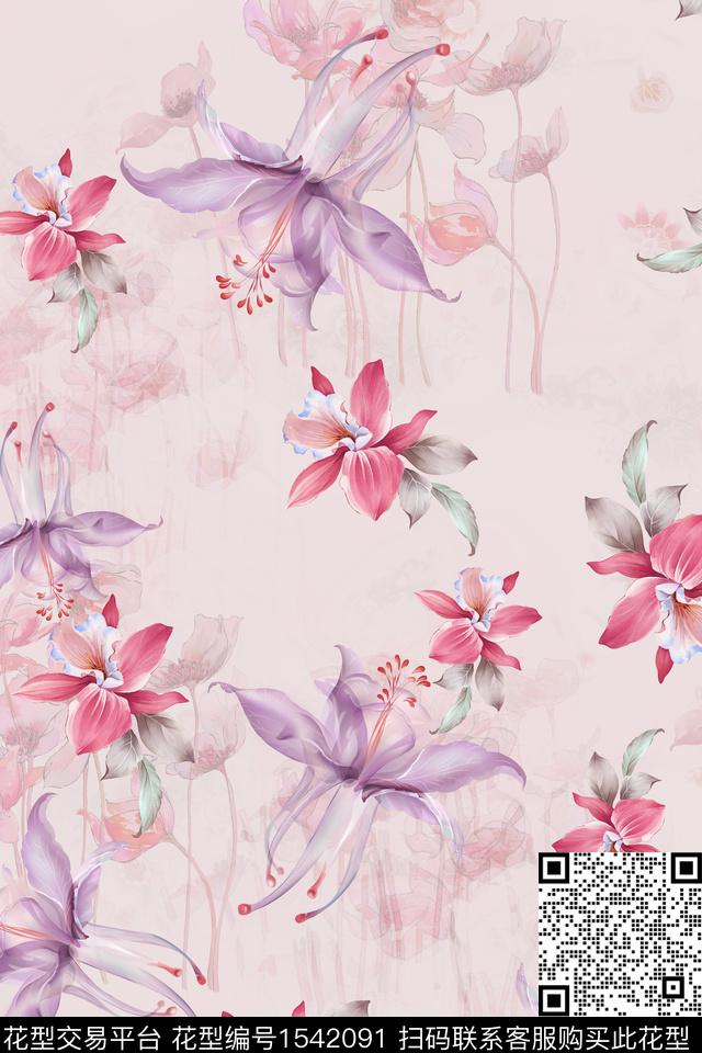 女装花卉数码印花华亿平台下载（图片编号: 1542091） - 瓦栏（Walan）