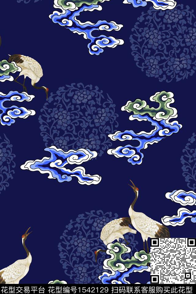 中老年香云纱中国风数码印花华亿平台下载（图片编号: 1542129） - 瓦栏（Walan）