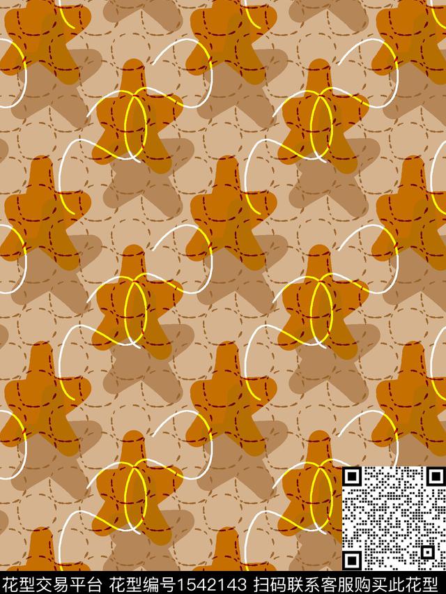 星星线条男装数码印花华亿平台下载（图片编号: 1542143） - 瓦栏（Walan）