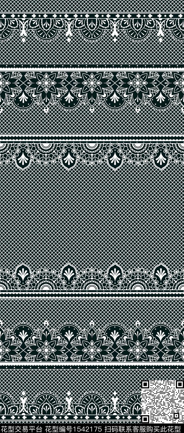 网布蕾丝格子真丝数码印花华亿平台下载（图片编号: 1542175） - 瓦栏（Walan）