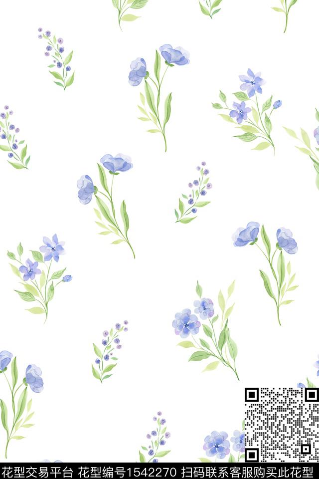 小清新小碎花水彩数码印花华亿平台下载（图片编号: 1542270） - 瓦栏（Walan）