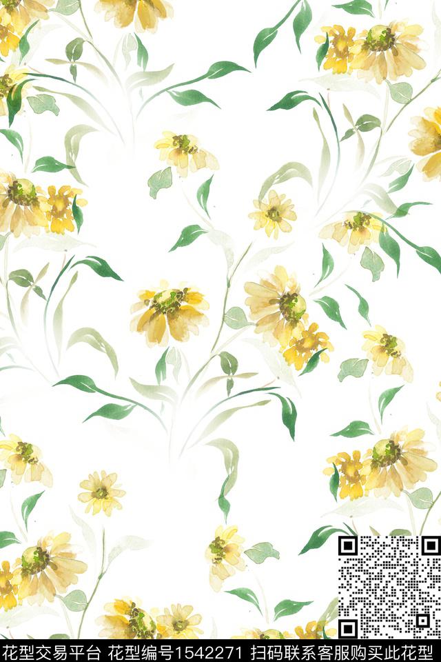 小清新小碎花水彩数码印花华亿平台下载（图片编号: 1542271） - 瓦栏（Walan）