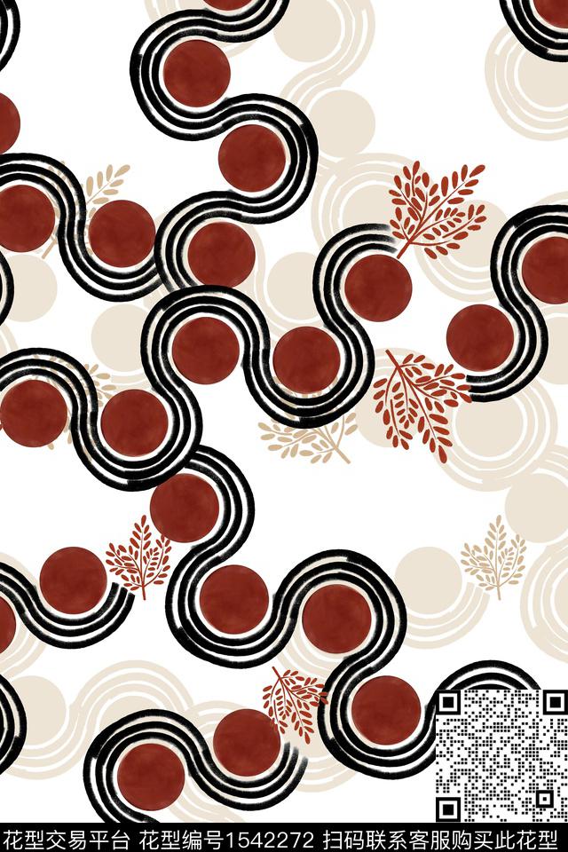 圆线条抽象数码印花华亿平台下载（图片编号: 1542272） - 瓦栏（Walan）