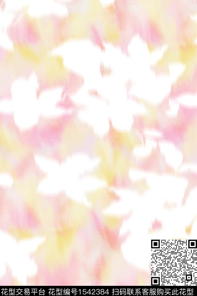 花卉抽象焦柔花卉数码印花华亿平台下载（图片编号: 1542384） - 瓦栏（Walan）