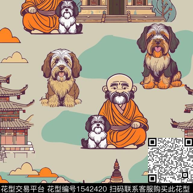 卡通建筑人物数码印花华亿平台下载（图片编号: 1542420） - 瓦栏（Walan）