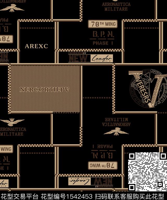 格子字母男装数码印花华亿平台下载（图片编号: 1542453） - 瓦栏（Walan）