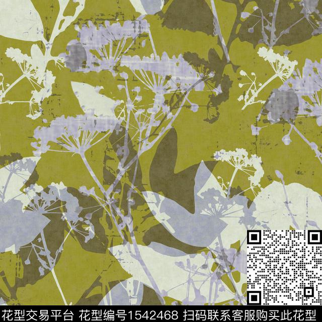 花卉绿植剪影数码印花华亿平台下载（图片编号: 1542468） - 瓦栏（Walan）