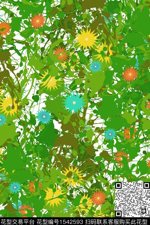 抽象肌理笔触数码印花华亿平台下载（图片编号: 1542593） - 瓦栏（Walan）