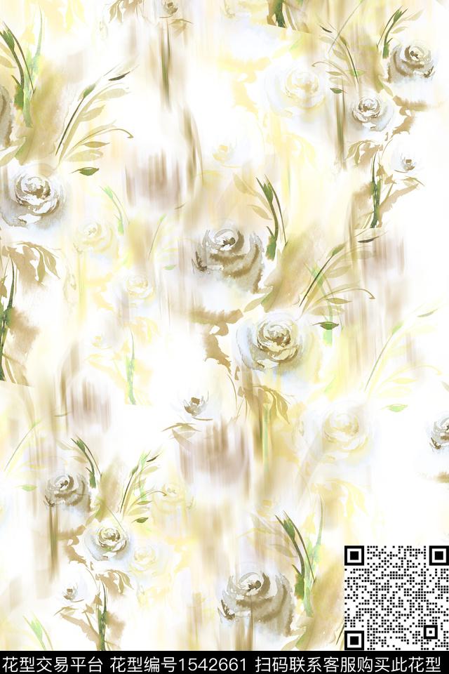 春夏华亿平台花卉水彩数码印花华亿平台下载（图片编号: 1542661） - 瓦栏（Walan）