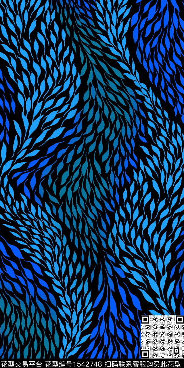 叶子抽象女装数码印花华亿平台下载（图片编号: 1542748） - 瓦栏（Walan）