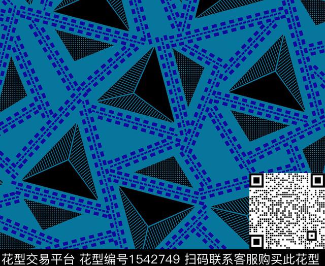 几何三角线条数码印花华亿平台下载（图片编号: 1542749） - 瓦栏（Walan）
