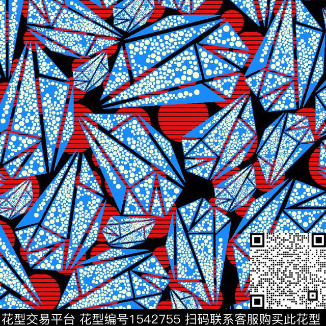 圆几何波点传统印花华亿平台下载（图片编号: 1542755） - 瓦栏（Walan）