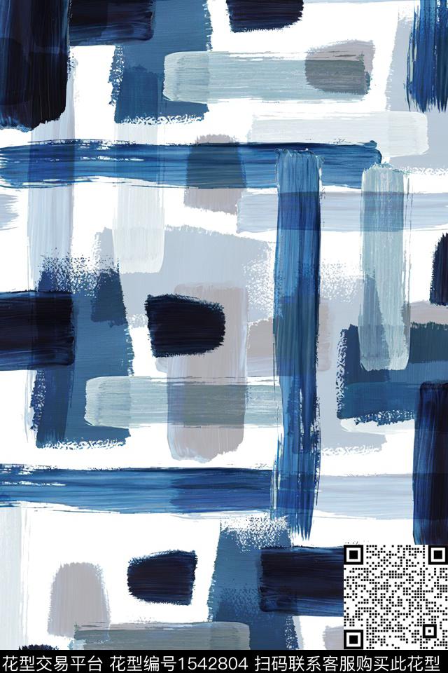 笔触水彩抽象数码印花华亿平台下载（图片编号: 1542804） - 瓦栏（Walan）