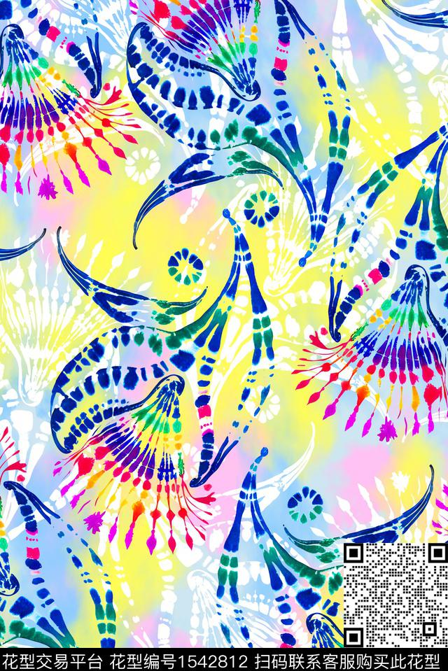 水彩炫彩抽象数码印花华亿平台下载（图片编号: 1542812） - 瓦栏（Walan）