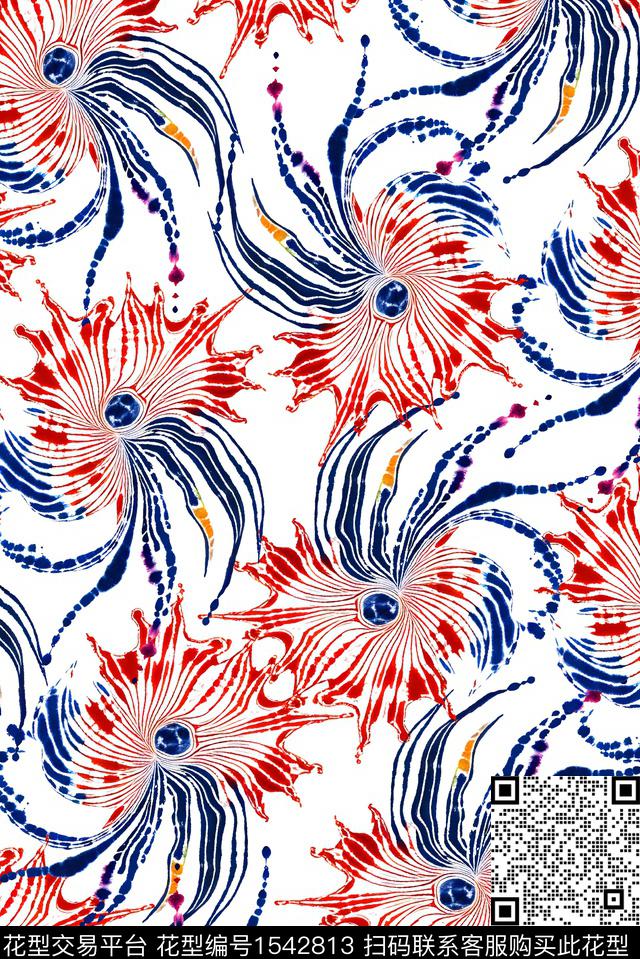 抽象女装水彩数码印花华亿平台下载（图片编号: 1542813） - 瓦栏（Walan）