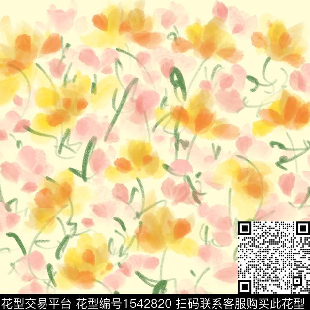 花卉抽象花卉春夏华亿平台数码印花华亿平台下载（图片编号: 1542820） - 瓦栏（Walan）
