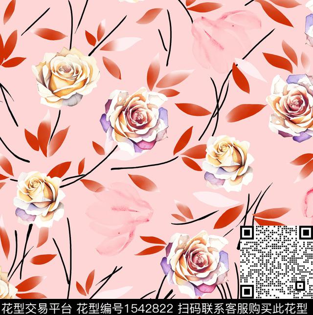 女装花卉连衣裙数码印花华亿平台下载（图片编号: 1542822） - 瓦栏（Walan）