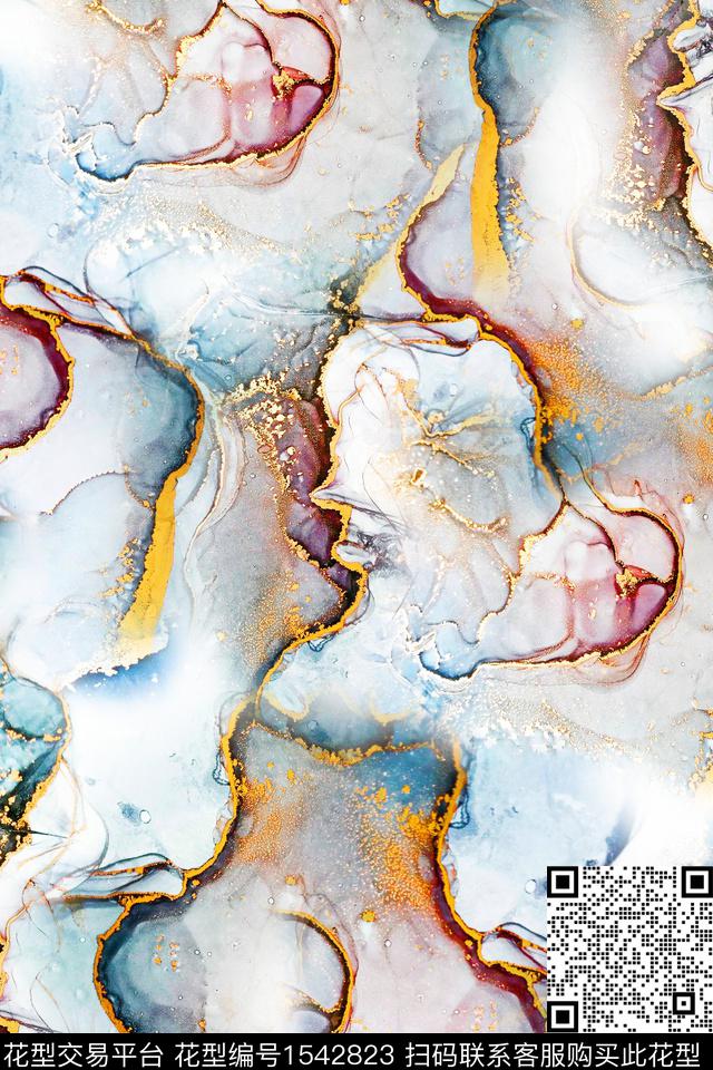 肌理抽象水彩数码印花华亿平台下载（图片编号: 1542823） - 瓦栏（Walan）