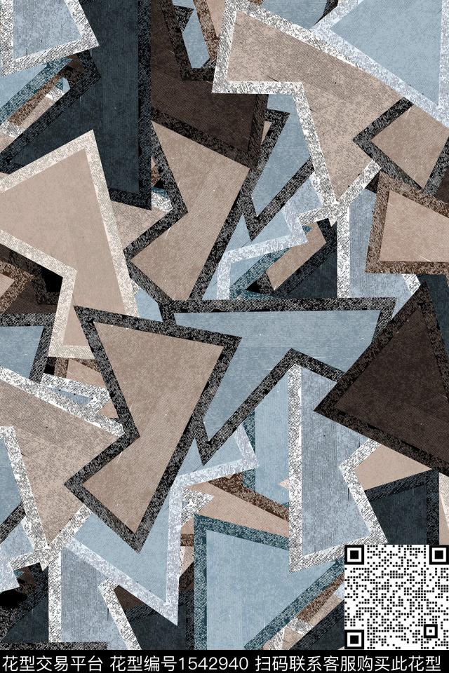 几何休闲肌理数码印花华亿平台下载（图片编号: 1542940） - 瓦栏（Walan）