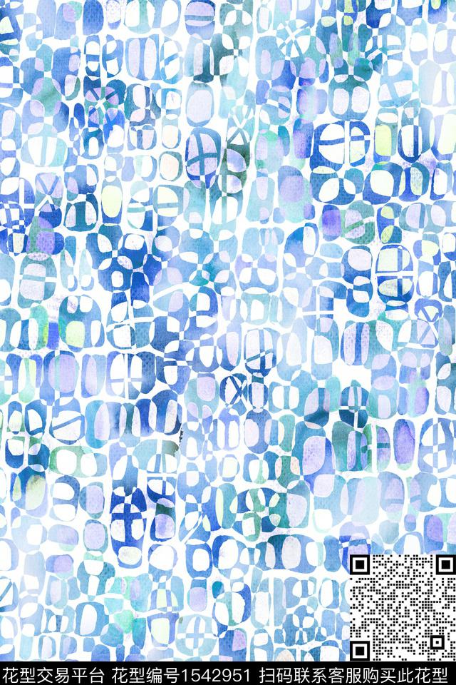 抽象几何格子数码印花华亿平台下载（图片编号: 1542951） - 瓦栏（Walan）