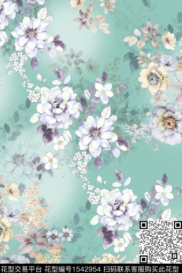 水彩小碎花满版散花数码印花华亿平台下载（图片编号: 1542954） - 瓦栏（Walan）