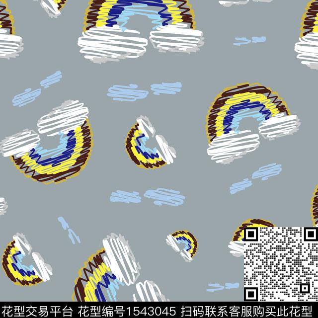 线条涂鸦彩虹数码印花华亿平台下载（图片编号: 1543045） - 瓦栏（Walan）