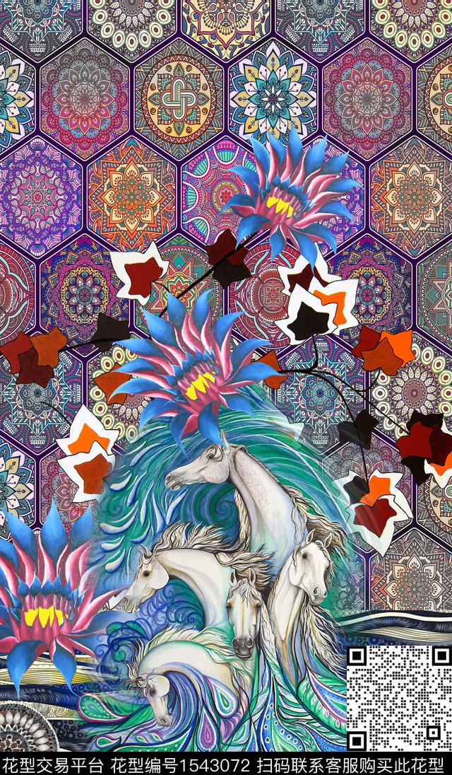 民族风真丝中老年数码印花华亿平台下载（图片编号: 1543072） - 瓦栏（Walan）