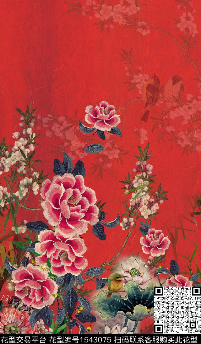 大花真丝中老年数码印花华亿平台下载（图片编号: 1543075） - 瓦栏（Walan）