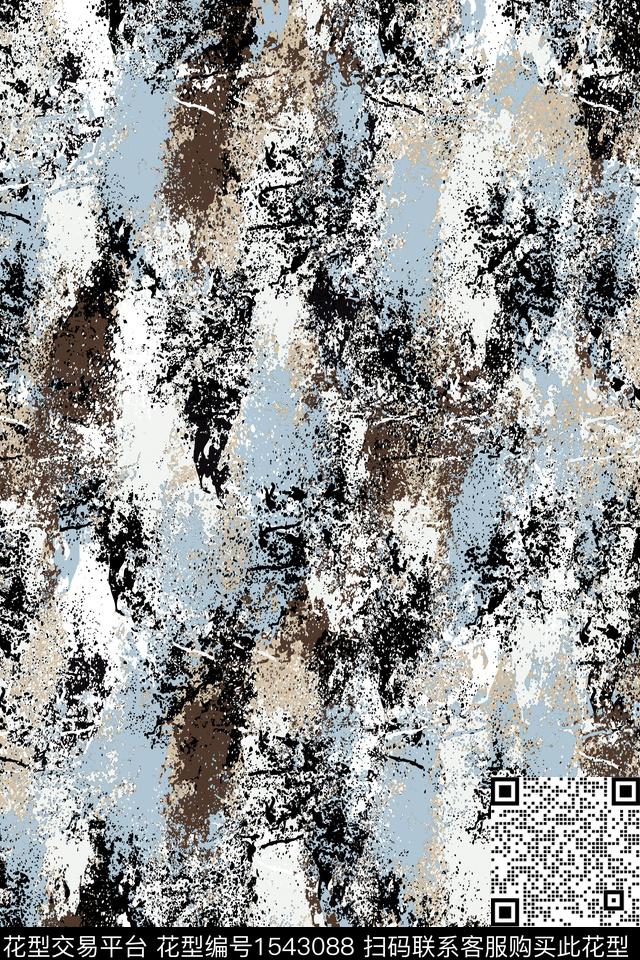 抽象肌理男装数码印花华亿平台下载（图片编号: 1543088） - 瓦栏（Walan）