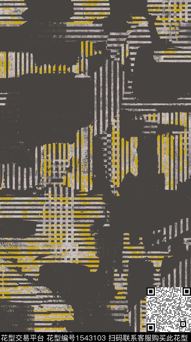 抽象条纹男装数码印花华亿平台下载（图片编号: 1543103） - 瓦栏（Walan）