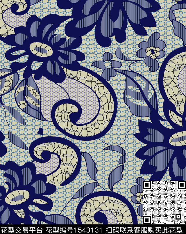 花卉大花民族风数码印花华亿平台下载（图片编号: 1543131） - 瓦栏（Walan）