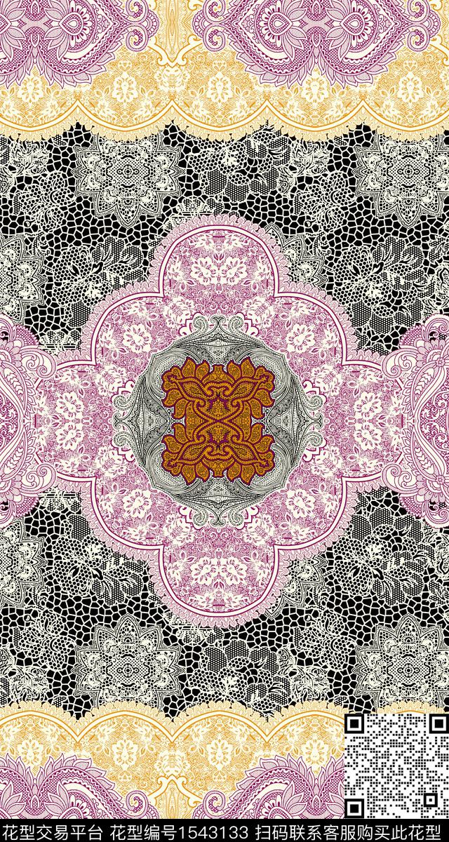 民族风定位蕾丝数码印花华亿平台下载（图片编号: 1543133） - 瓦栏（Walan）