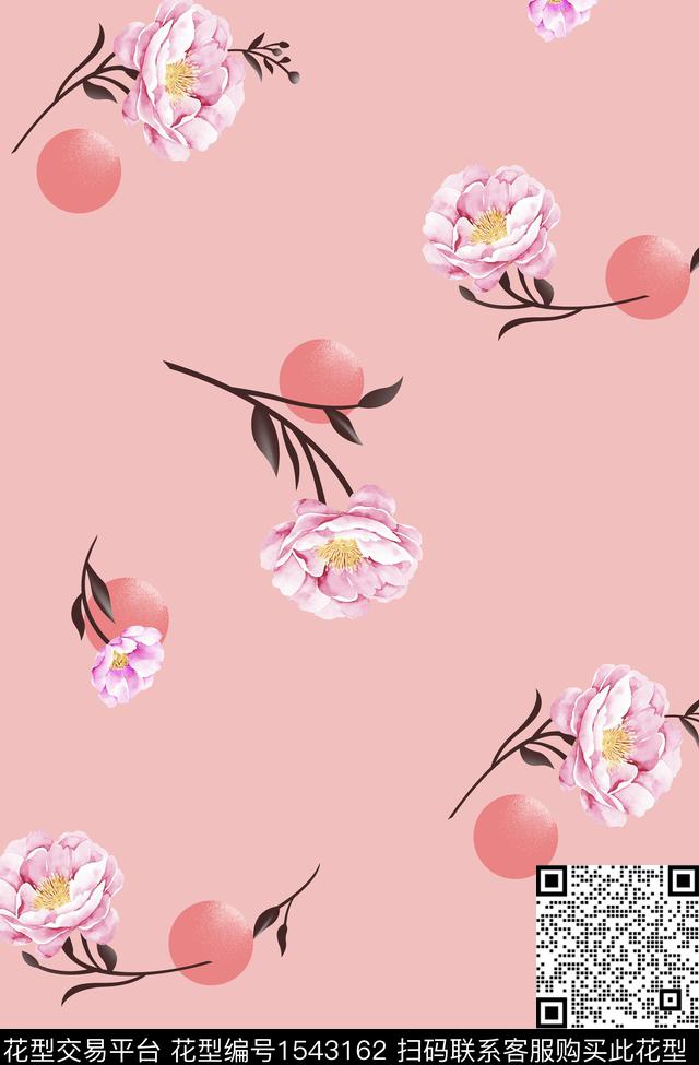 花卉圆女装数码印花华亿平台下载（图片编号: 1543162） - 瓦栏（Walan）