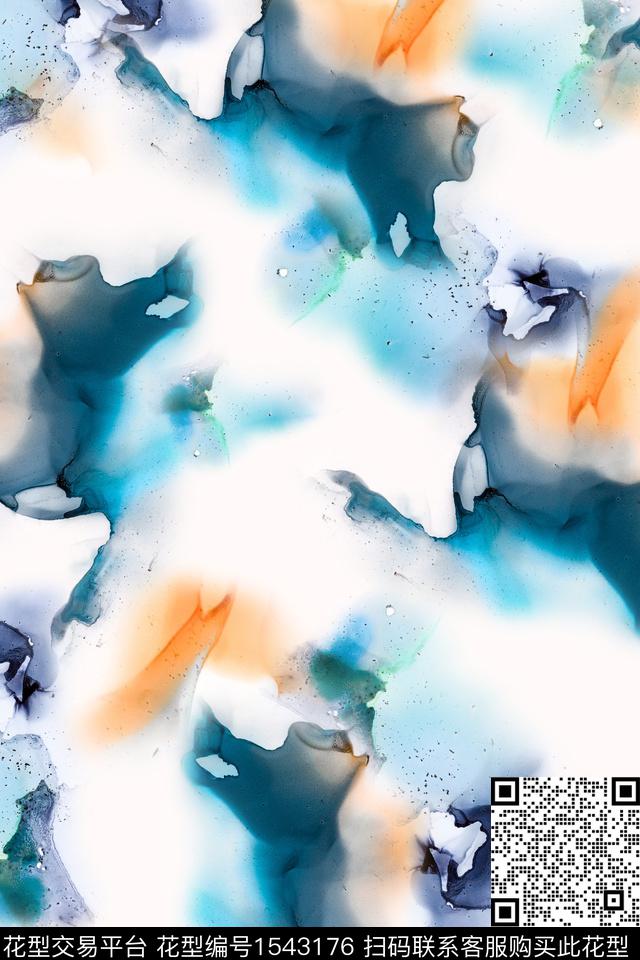 肌理抽象水彩数码印花华亿平台下载（图片编号: 1543176） - 瓦栏（Walan）