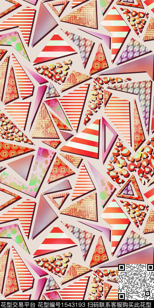 几何女装纹理数码印花华亿平台下载（图片编号: 1543193） - 瓦栏（Walan）