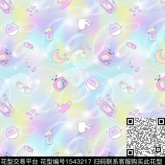 趣味少女绘画数码印花华亿平台下载（图片编号: 1543217） - 瓦栏（Walan）