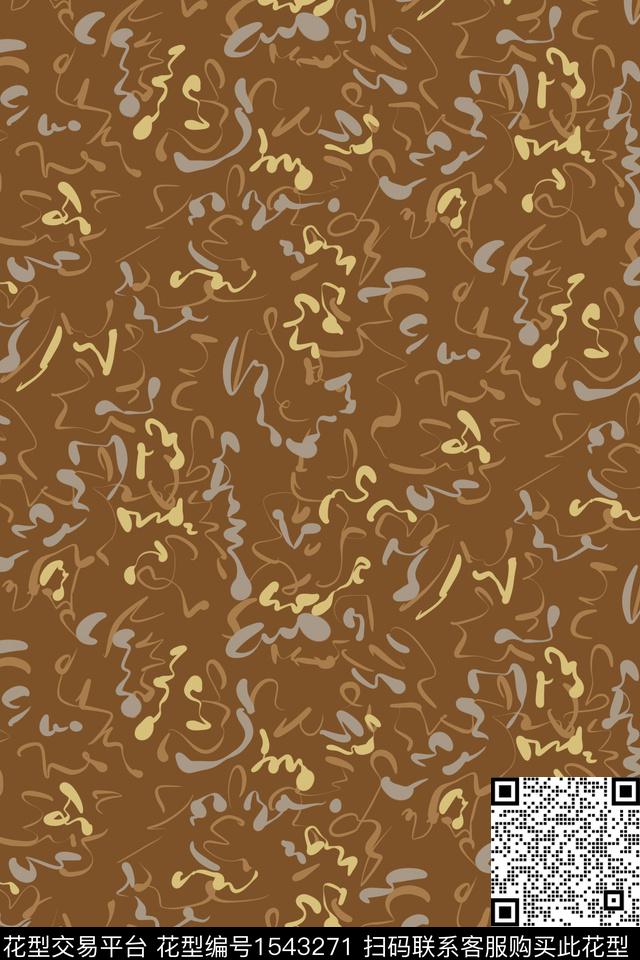 线条笔触复古数码印花华亿平台下载（图片编号: 1543271） - 瓦栏（Walan）