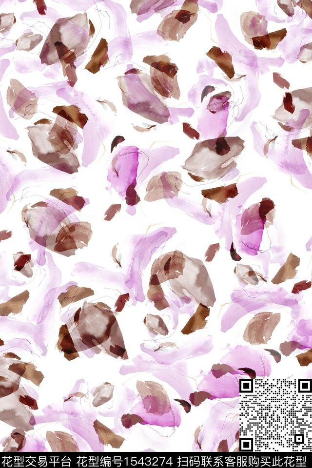 抽象涂鸦笔触数码印花华亿平台下载（图片编号: 1543274） - 瓦栏（Walan）