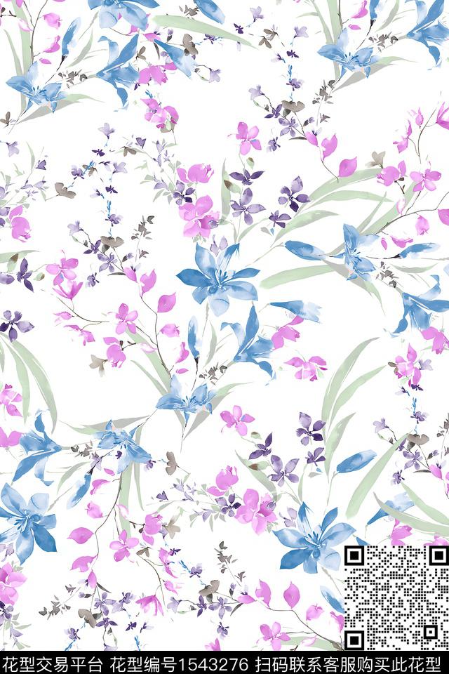 小清新女装花卉数码印花华亿平台下载（图片编号: 1543276） - 瓦栏（Walan）