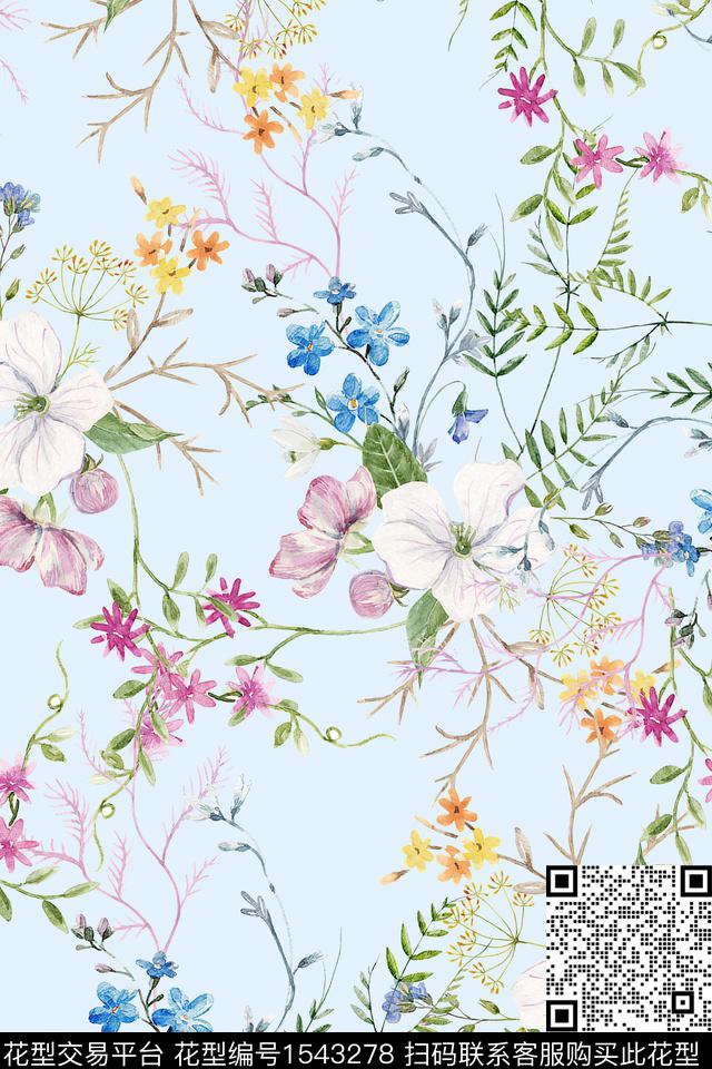 绿植女装花卉数码印花华亿平台下载（图片编号: 1543278） - 瓦栏（Walan）