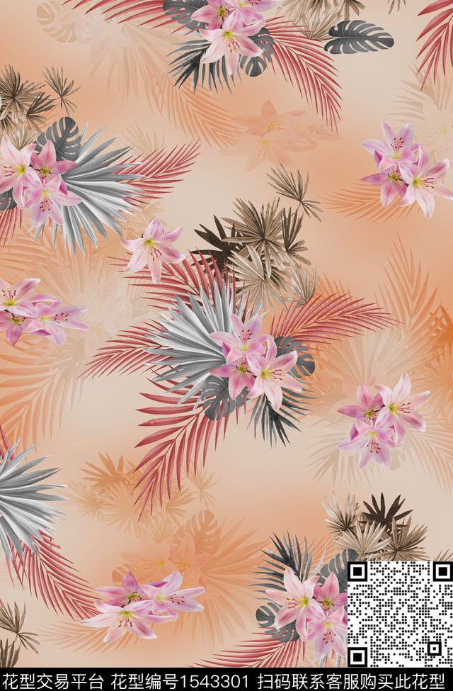 花卉女装热带华亿平台数码印花华亿平台下载（图片编号: 1543301） - 瓦栏（Walan）