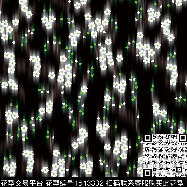小碎花花卉黑底花卉数码印花华亿平台下载（图片编号: 1543332） - 瓦栏（Walan）