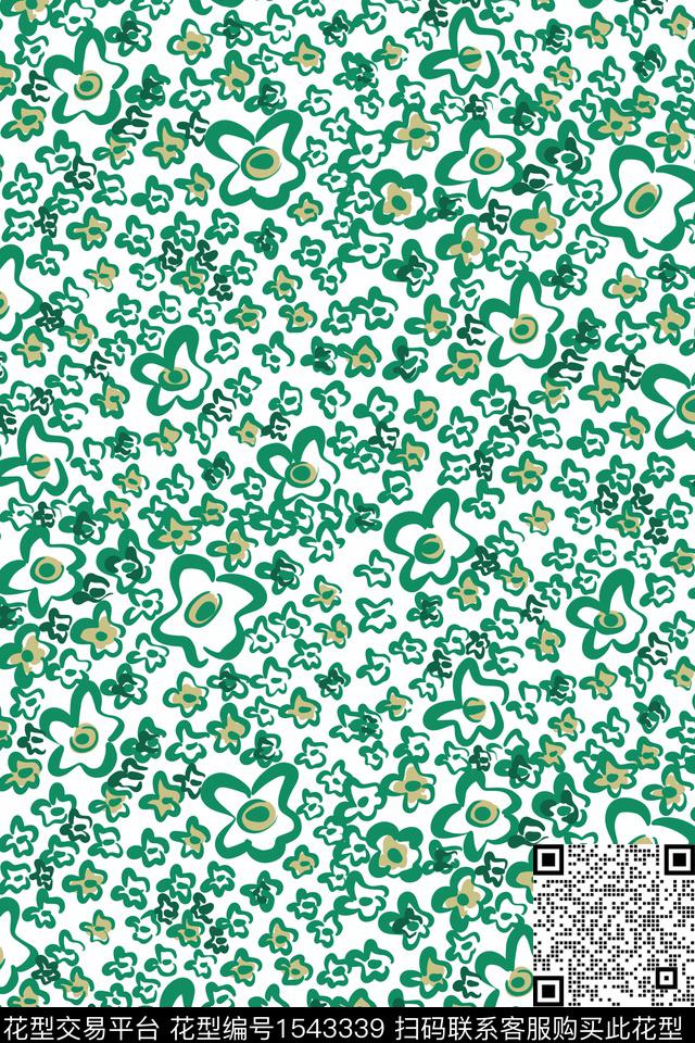 小碎花淑女清爽底花卉数码印花华亿平台下载（图片编号: 1543339） - 瓦栏（Walan）