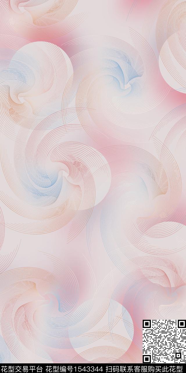 线条几何圆数码印花华亿平台下载（图片编号: 1543344） - 瓦栏（Walan）