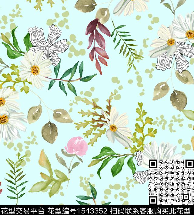 女装花卉连衣裙数码印花华亿平台下载（图片编号: 1543352） - 瓦栏（Walan）