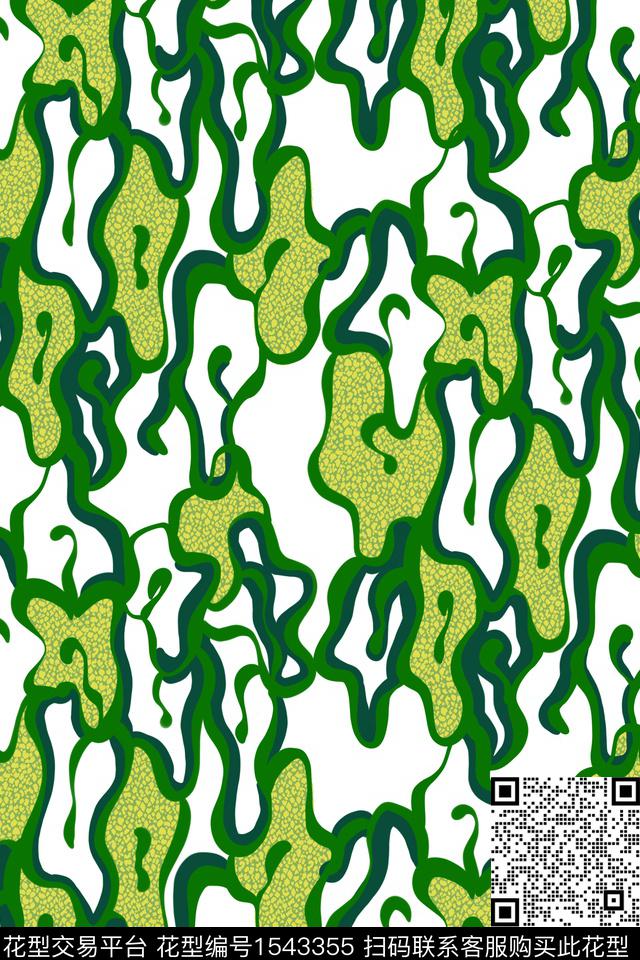 小清新简约抽象数码印花华亿平台下载（图片编号: 1543355） - 瓦栏（Walan）